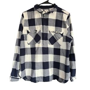 J Crew navy blue plaid long sleeve pullover size large
